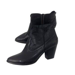 Frye Womens Black Leather Ankle Boots Size 8.5M Zipper Closure